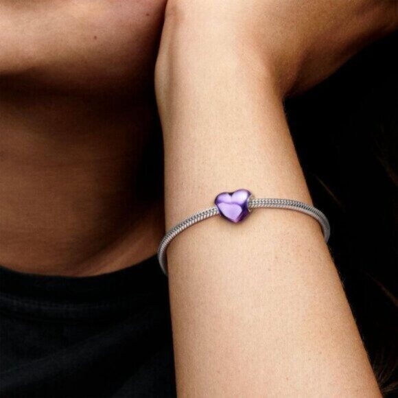 Pandora Metallic Purple Heart Charm - Picture 5 of 5